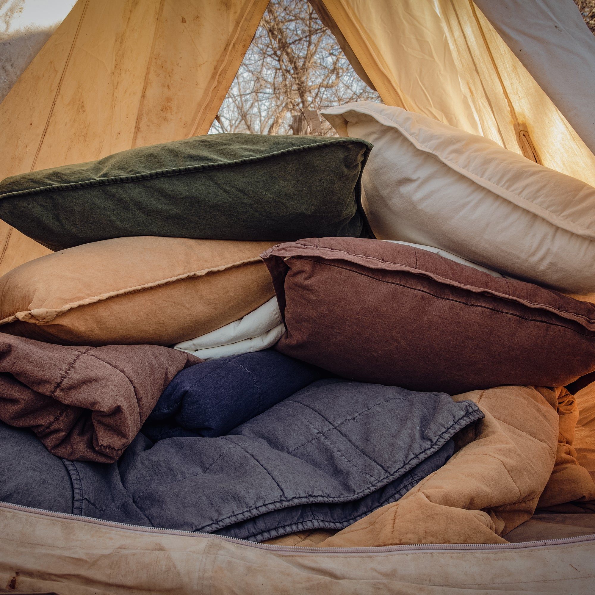 Cotton Canvas - King Stonewashed Coverlet Set (Set of 3) - Terracotta