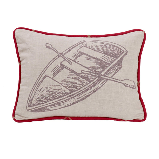 South Haven - Printed Rowboat Pillow - Tan