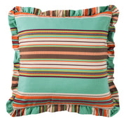 Serape - Ruffle Design Euro Sham - Turquoise / Brown