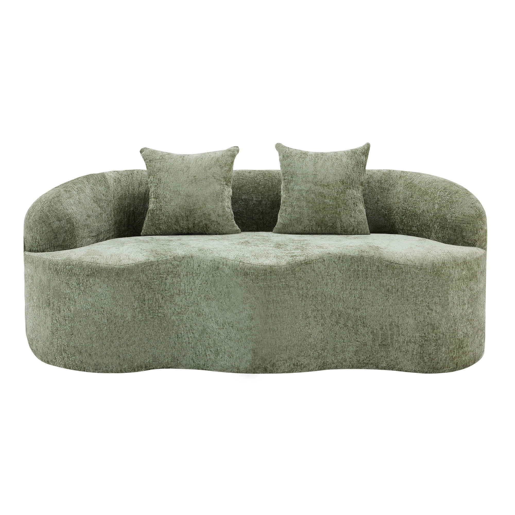 Curved Loveseat Sofa With Round Armrest