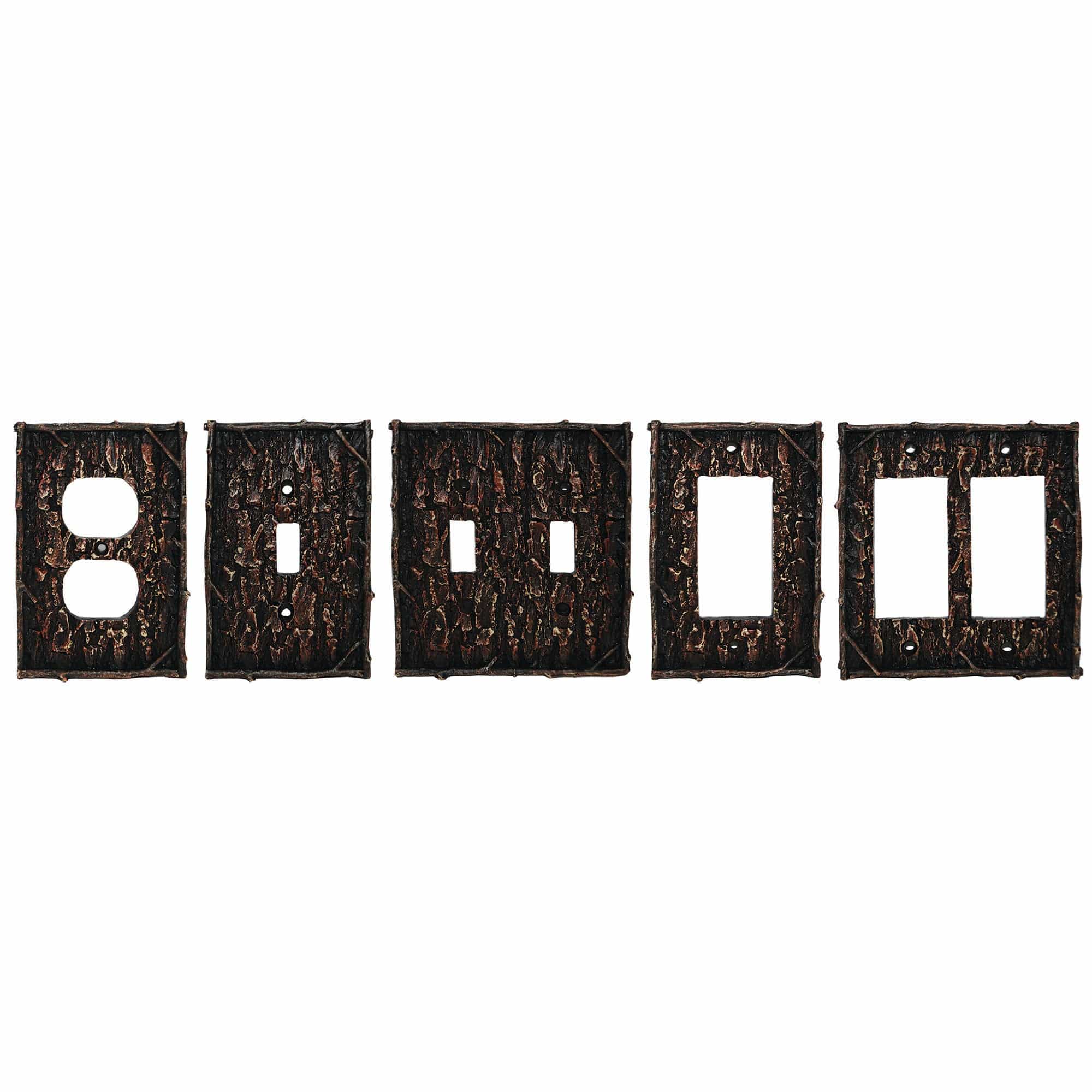 Pine Bark Switch Plate - 5" x 5" Pine Bark Double Wall Switch Plate 4 Per Carton - Multi