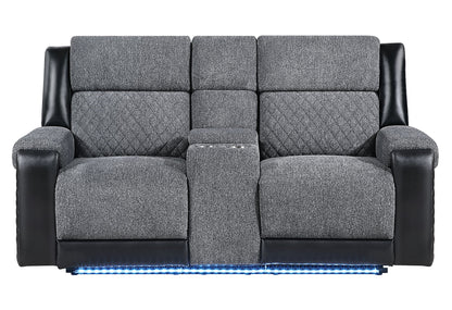 U5914 - Console Reclining Loveseat And Recliner Sofa - Black / Gray