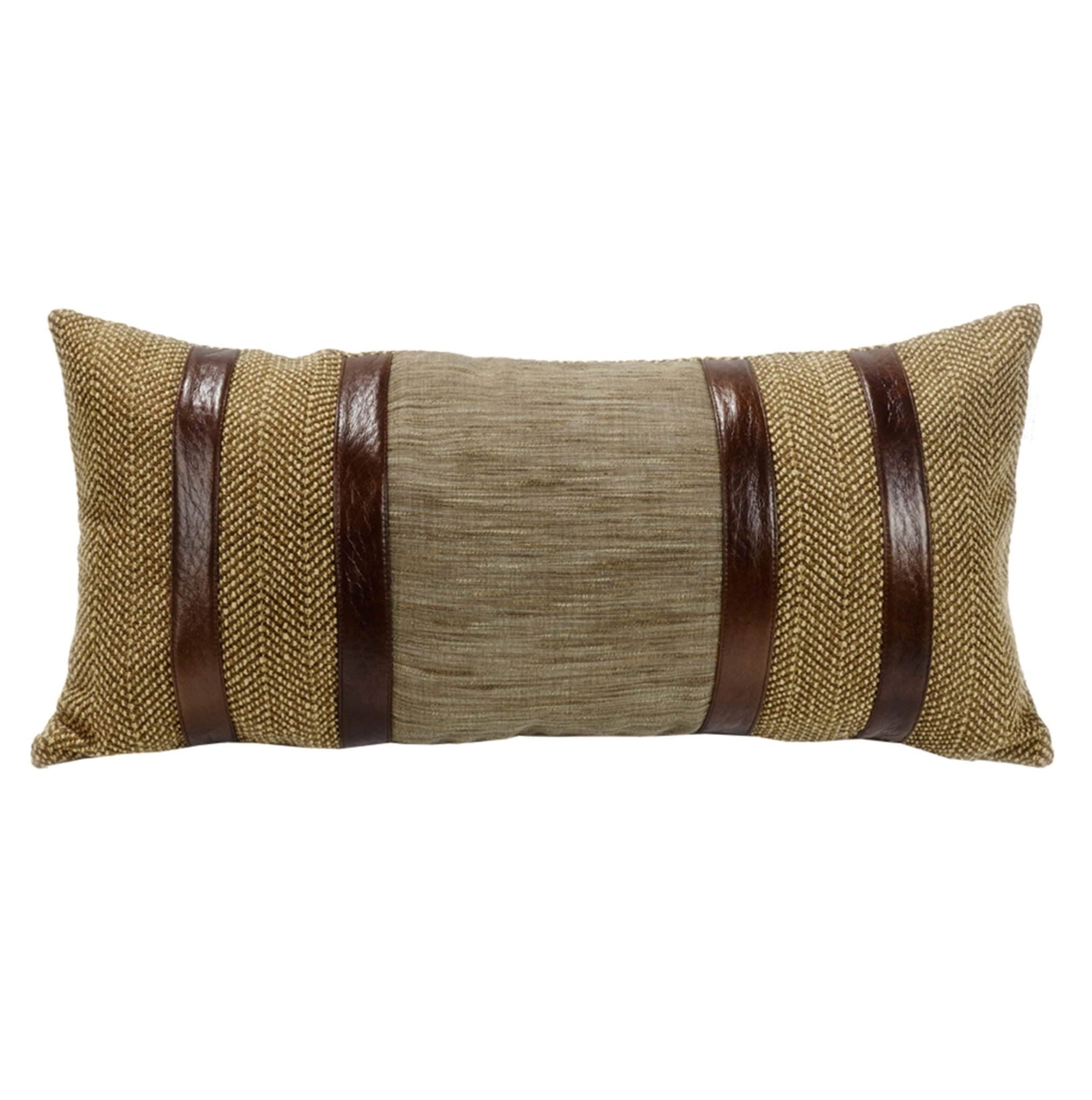 Highland Lodge - Herringbone Faux Leather Lumbar Pillow - Brown