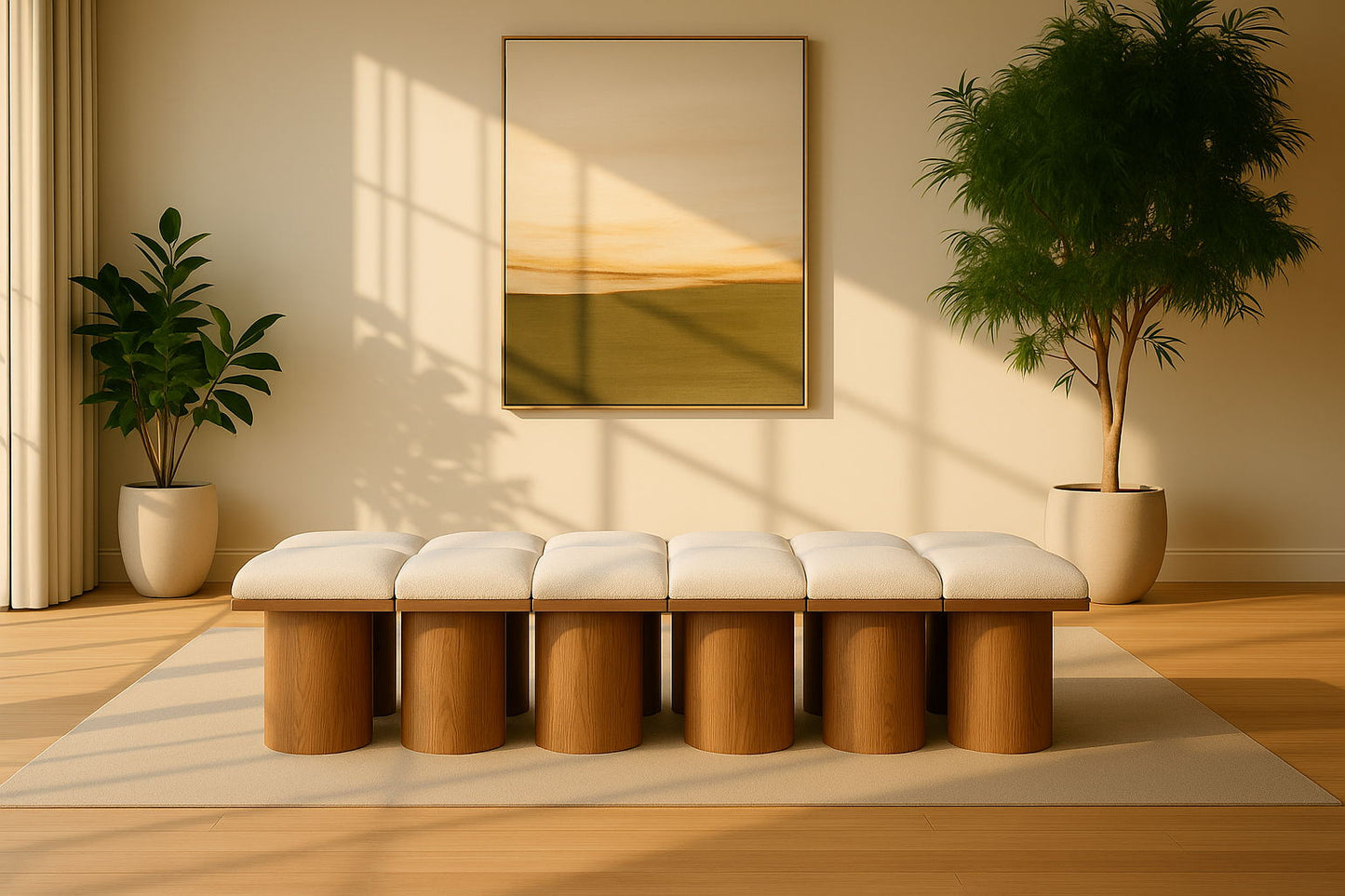 Pavilion - 12 Piece Modular Bench With Brown Base