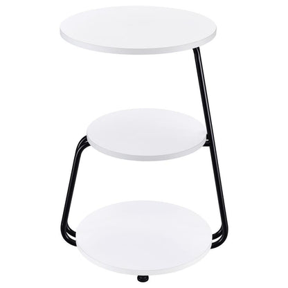 Hilly - 3-Tier Round Accent Side Table - White And Black