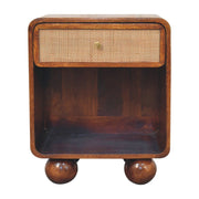 Open Woven Bedside Table, 1 Drawer - Chestnut