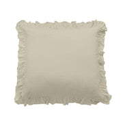 Lily - Washed Linen Ruffled Euro Sham - Light Tan