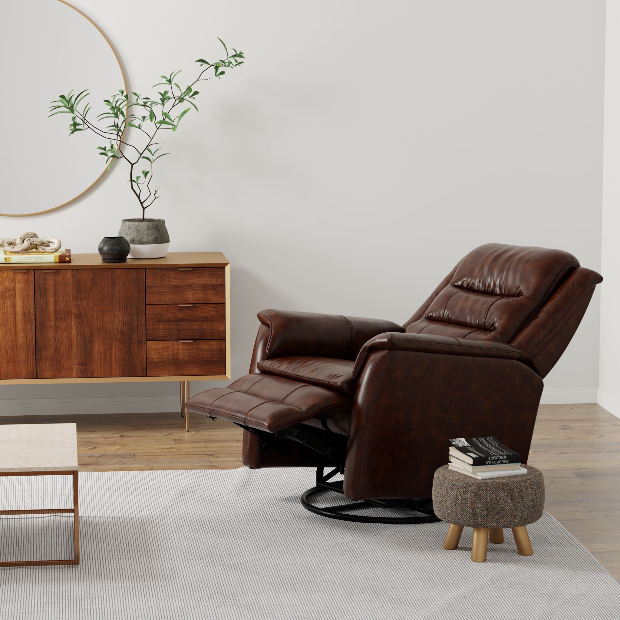 Swivel Recliner With Manual Adjustable Footrest