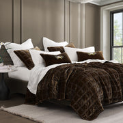 Stella - King Faux Silk Velvet Double Box Stitch Quilt Set (Set of 3) - Green Ochre