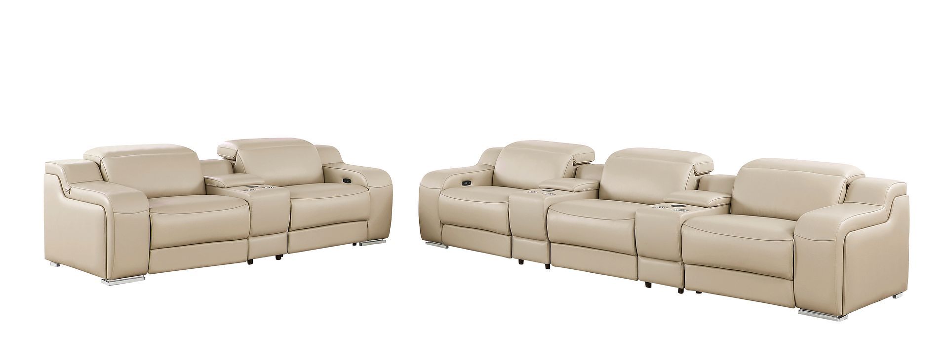 1116 - 8-Piece Modular Power Reclining Sofa, Loveseat & Chair Set In With 5 Power Recliners & Power Headrests