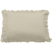 Lily - Washed Linen Ruffled Dutch Euro Pillow - Light Tan