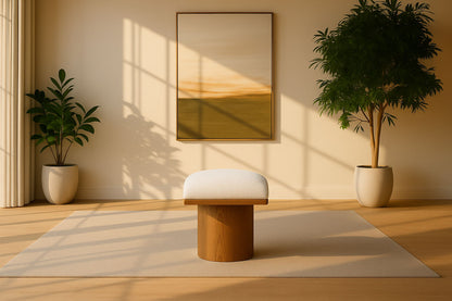 Pavilion - Bench Ottoman With Brown Base - Cream