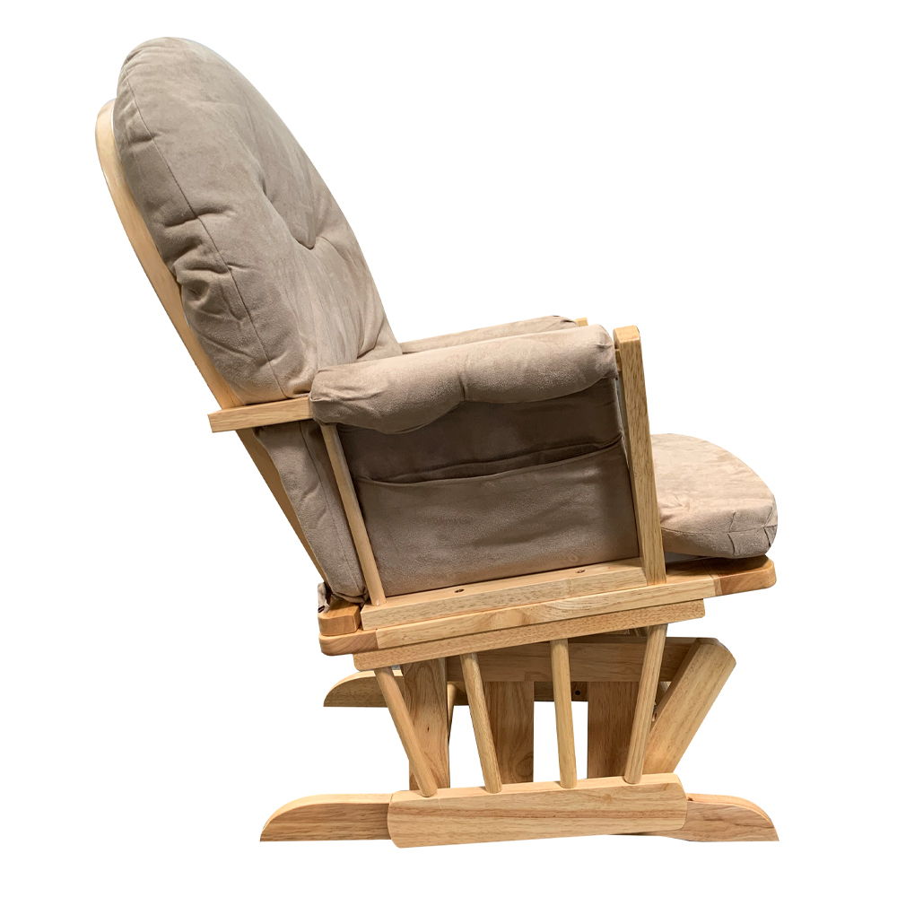 Rehan - Glider Chair & Ottoman - Taupe Microfiber & Natural Oak
