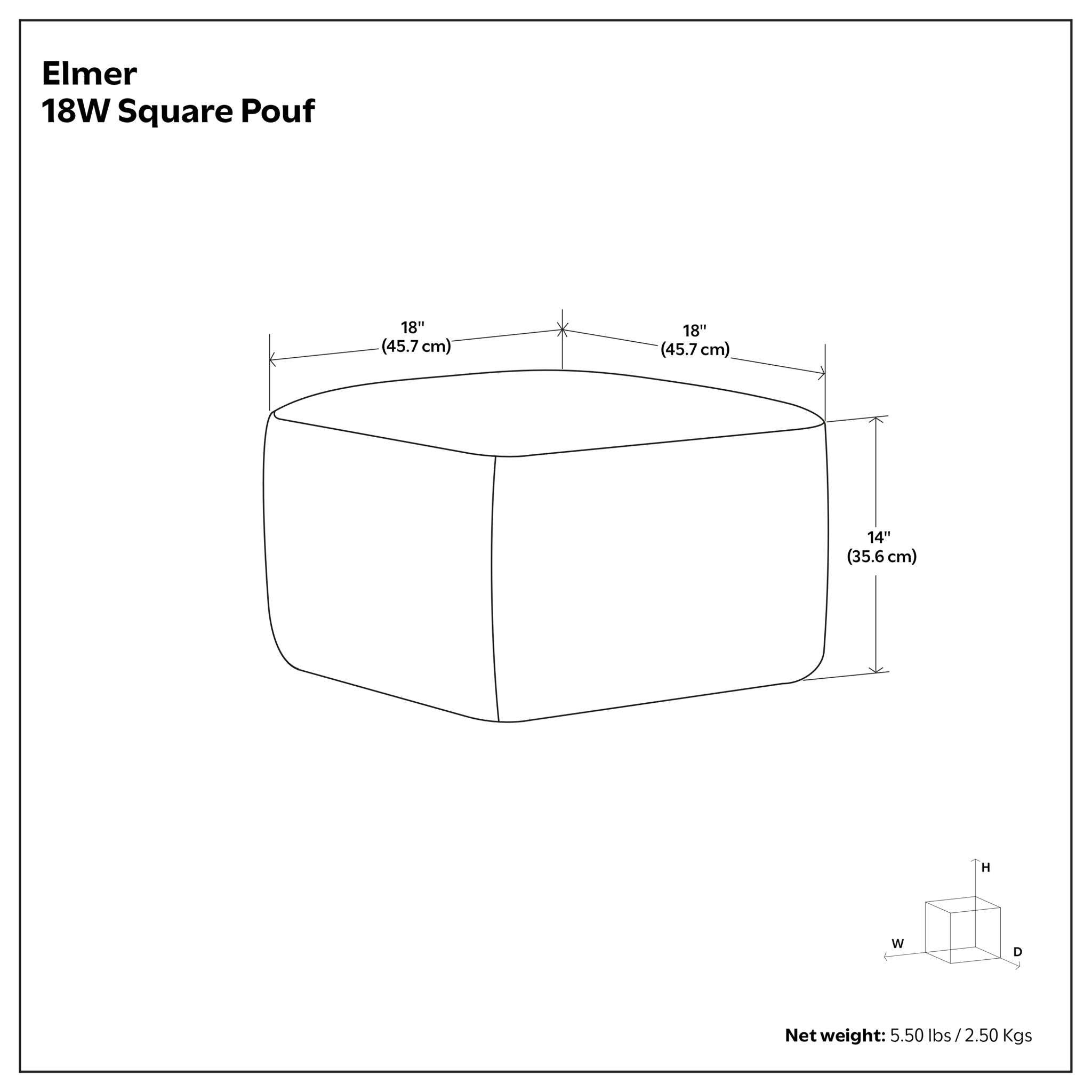 Elmer - Square Woven Pouf - Natural / Gray