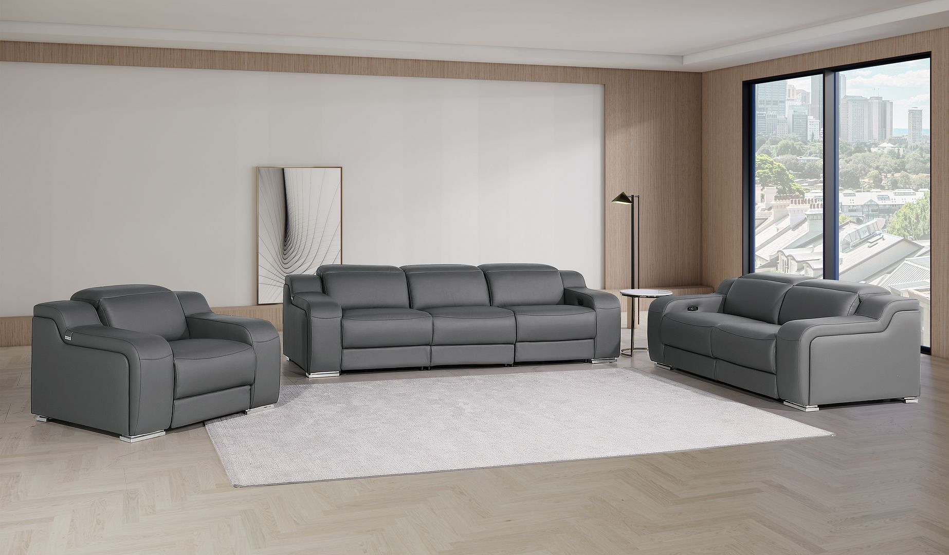 1116 - 6-Piece Modular Power Reclining Sofa, Loveseat & Chair Set In With 6 Power Recliners & Power Headrests