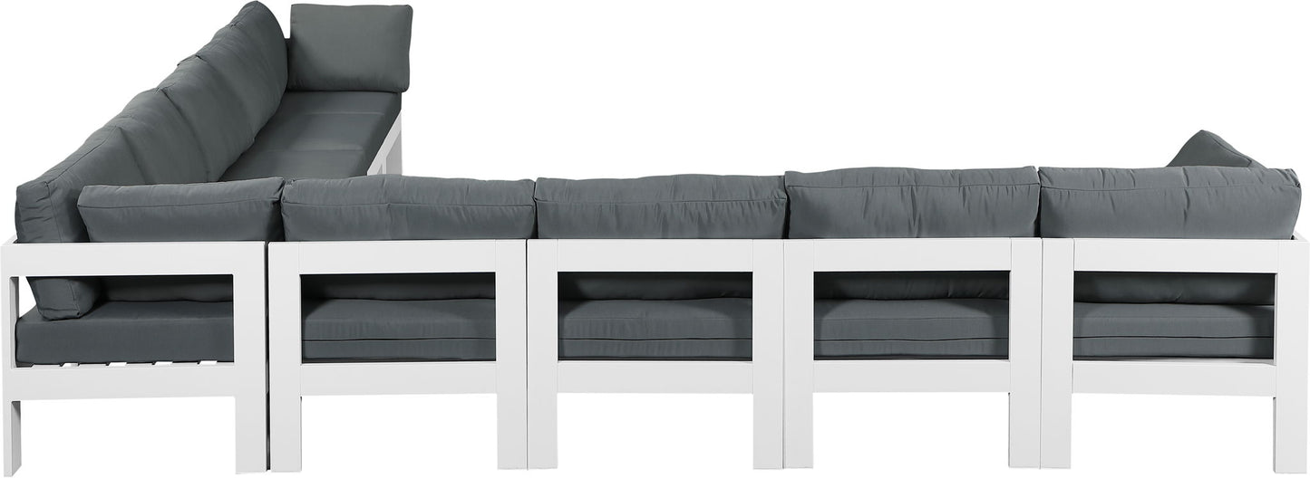Nizuc - Outdoor Patio 9 Piece Modular Sectional With White Frame