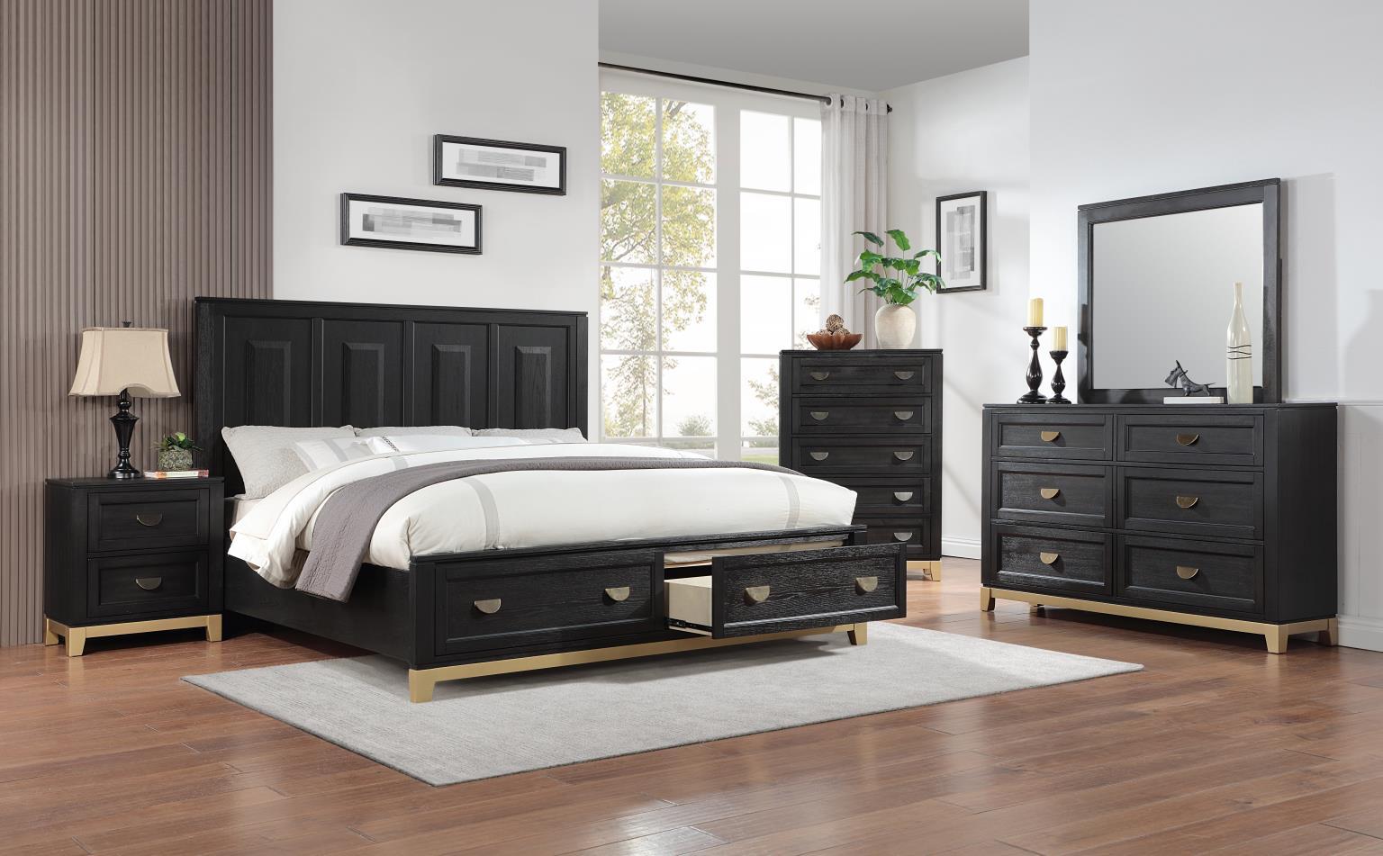 B236 - Nightstand - Black / Gold