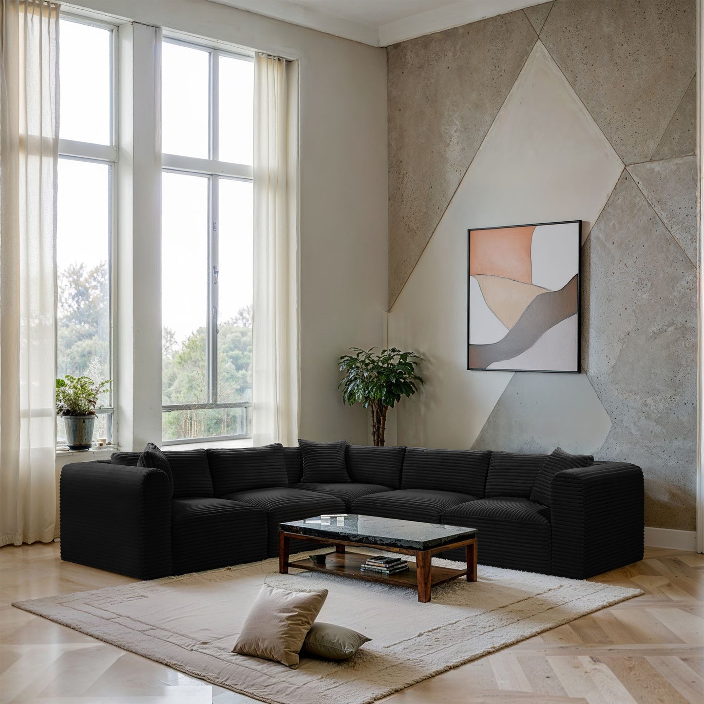 Shaggy - 5 Piece Modular Corner Sectional