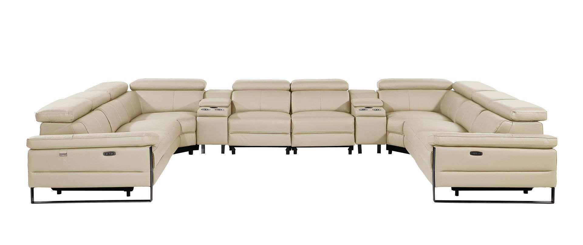 1246 - 10-Piece U-Shaped Modular Power Reclining Sectional With 4 Power Recliners And Power Headrests