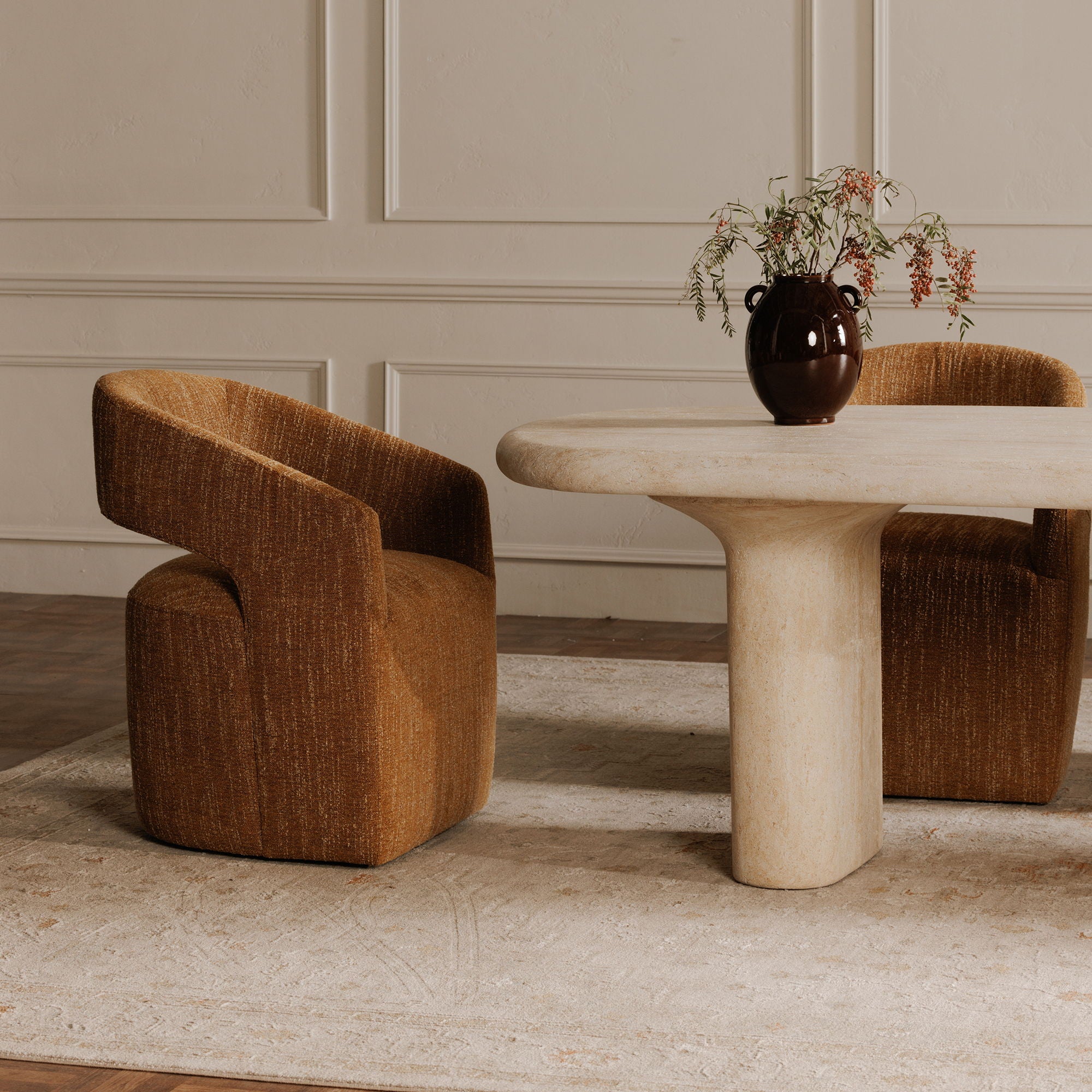 Barrow - Rolling Dining Chair - Amber Glow