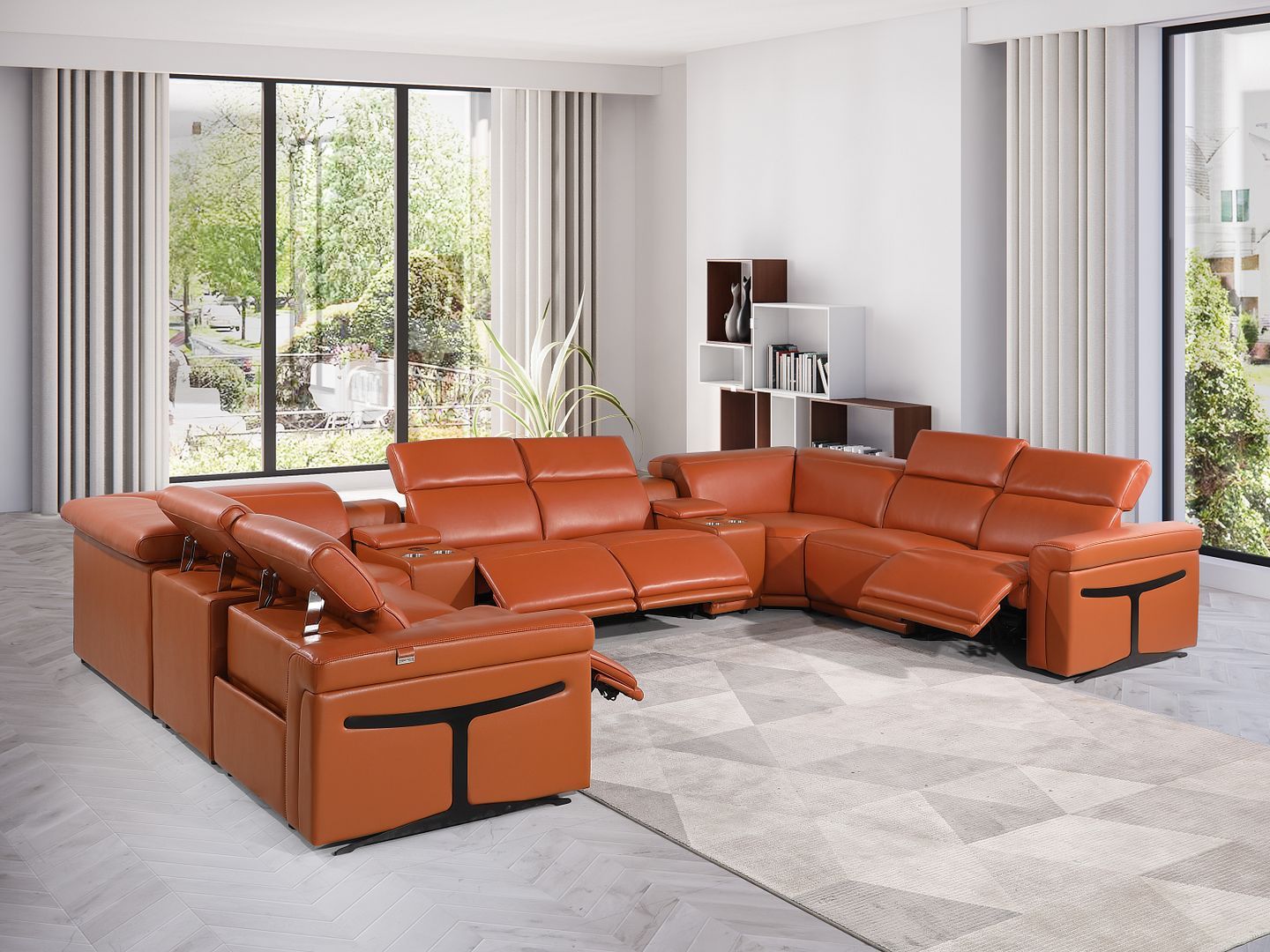 1126 - 10-Piece U-Shaped Sectional Sofa In With 4 Power Recliners & Power Headrests