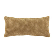 Genuine Leather - Woven Suede Lumbar Pillow - Butterscotch