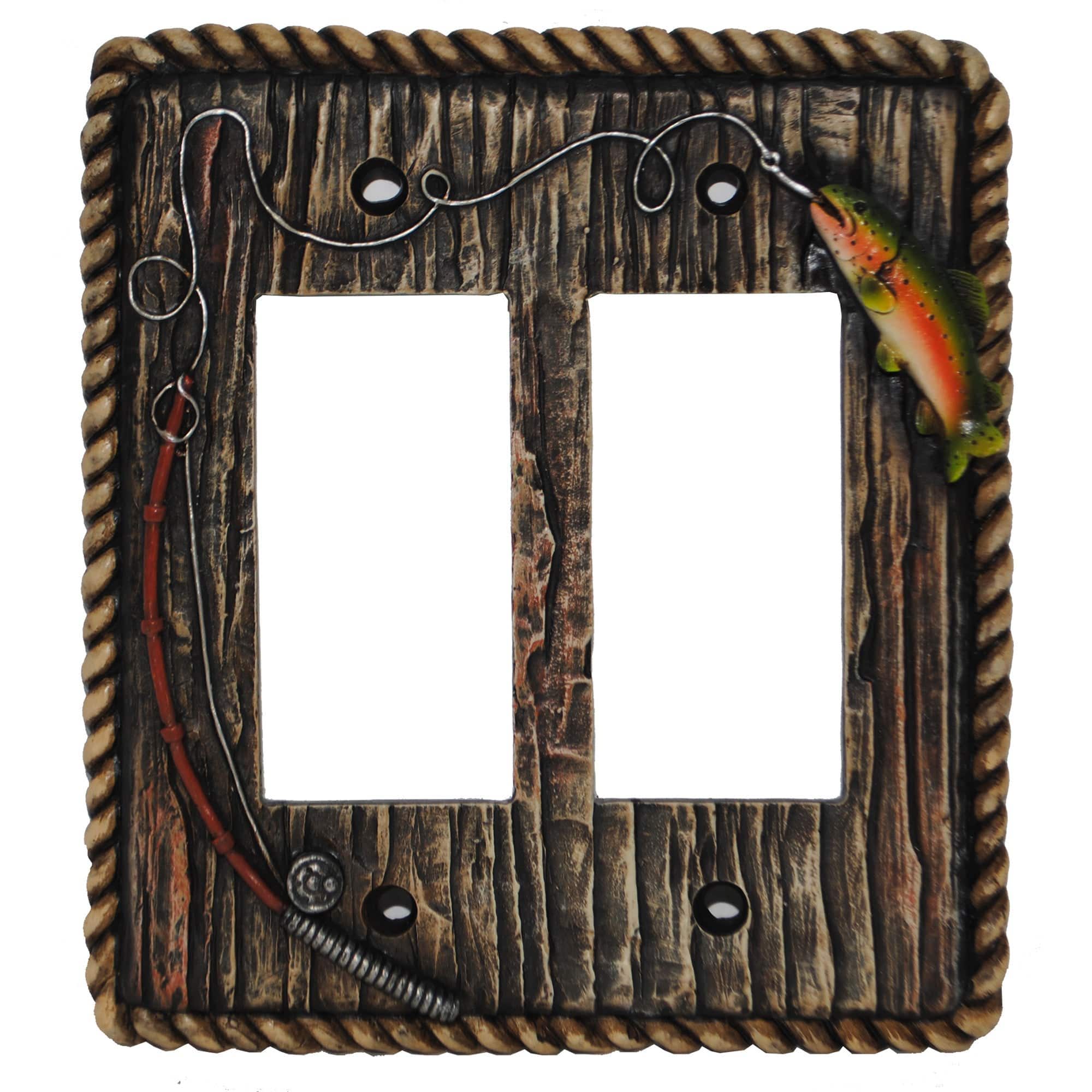Rainbow Trout Switch Plate - 5" x 5" Double Rocker Wall Switch Plate 4 Per Carton - Multi