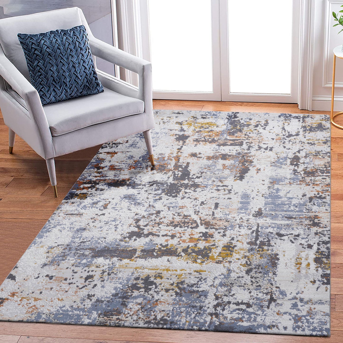 Payas - 8' X 10' Abstract Area Rug - Ivory / Blue