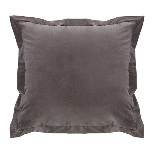 Whistler - Flanged Gray Velvet Square Pillow - Gray