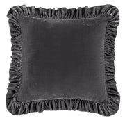 Stella - Faux Silk Velvet Ruffled Euro Sham - Dark Slate