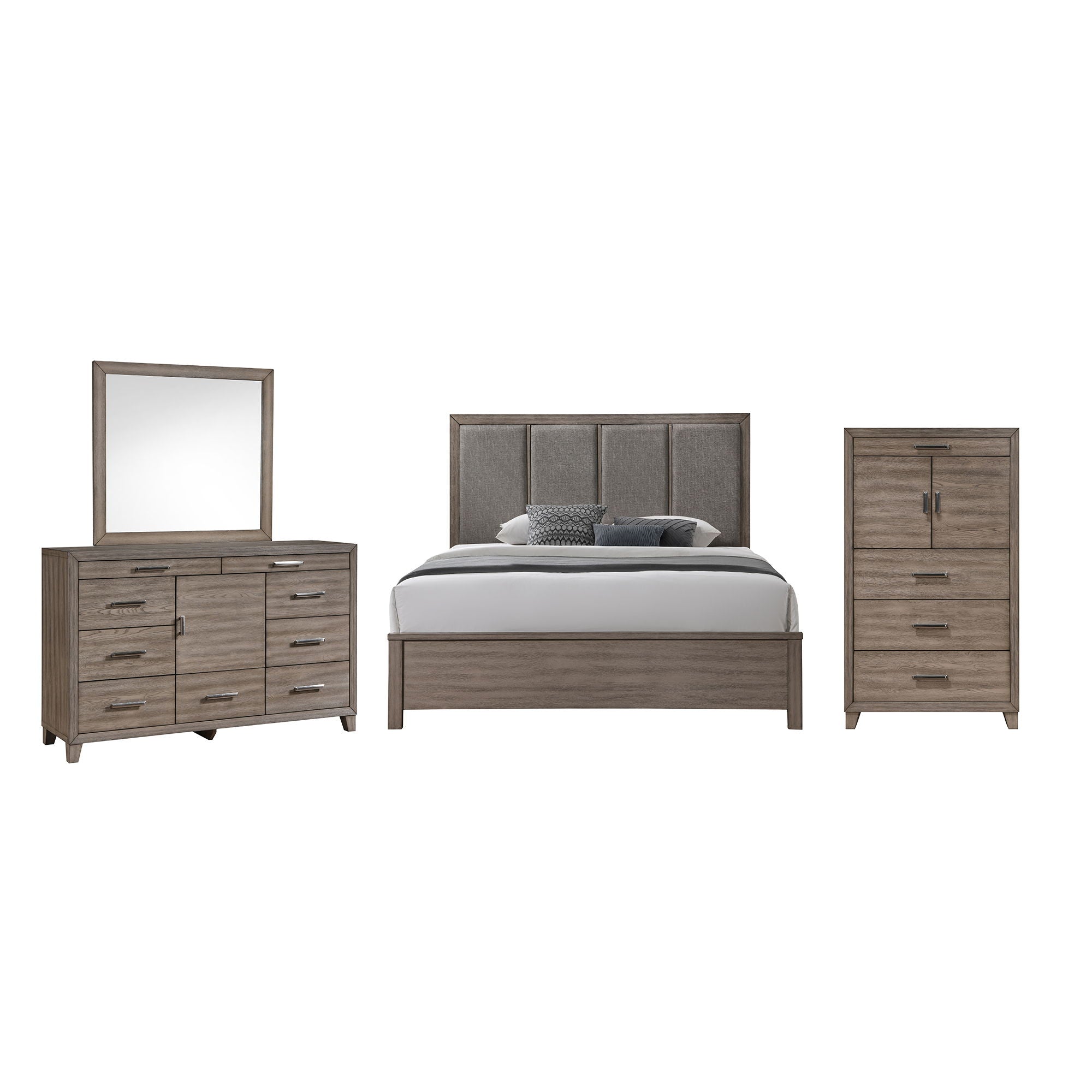 Harrisburg - 6/6 Eastern King 4 Piece Bedroom Set (Bed, Dresser, Mirror, Chest) - Dark Gray