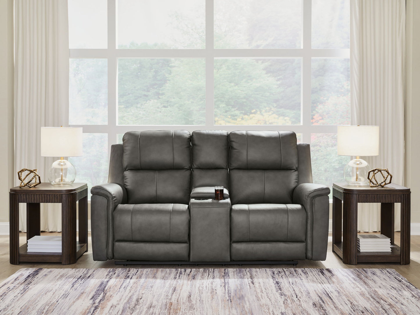 Bleckley - Power Reclining Loveseat With Console / Adjustable Headrest - Anchor