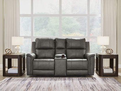 Bleckley - Power Reclining Loveseat With Console / Adjustable Headrest - Anchor