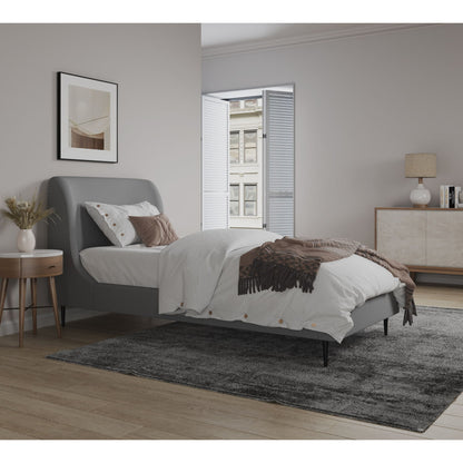 Twin Bed With Curved Headboard - Gray / Black