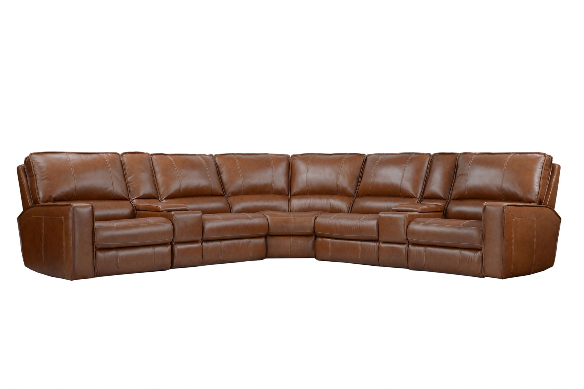 Rockford - 7 Piece Modular Power Reclining Sectional With Power Adjustable Headrests - Verona Saddle