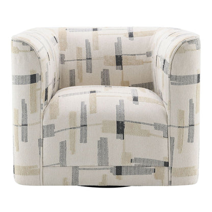 Darya - Chair With Swivel - Beige Pattern Fabric