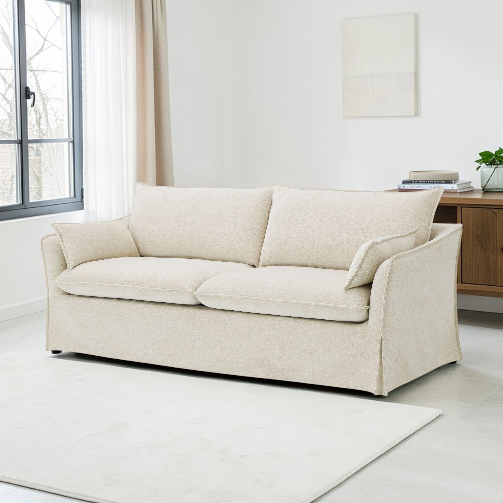 Shane - Sofa With 2 Pillows - Beige