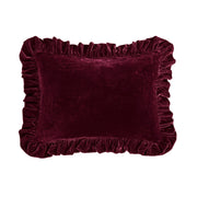 Stella - Faux Silk Velvet Ruffled Oblong Pillow - Garnet Red