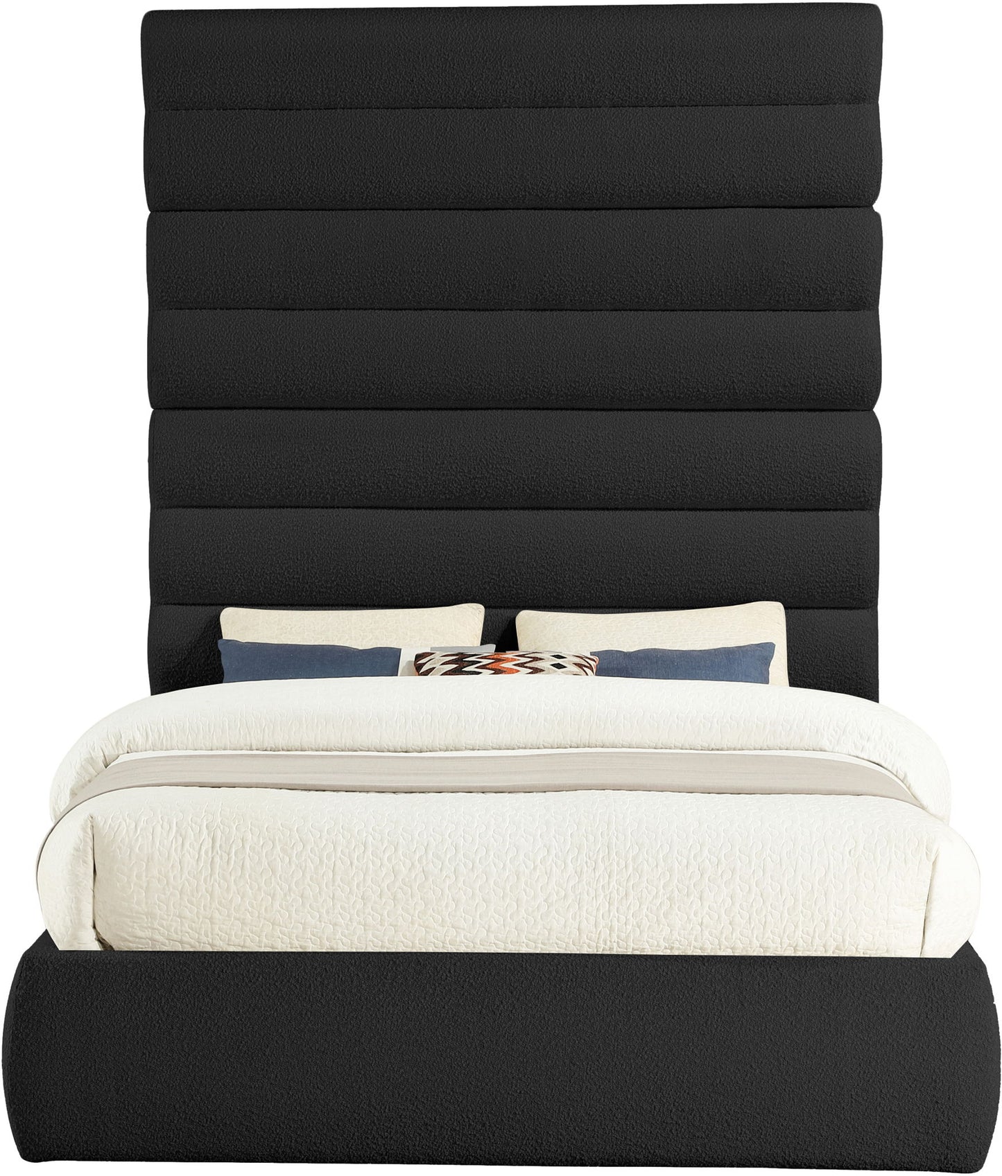 Adam - Boucle Fabric Bed With 89" Headboard