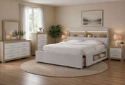 Sadie / Emma - 5 Piece Queen Bedroom Set (Bed, Dresser & Mirror, Nightstand, Chest) - Beige