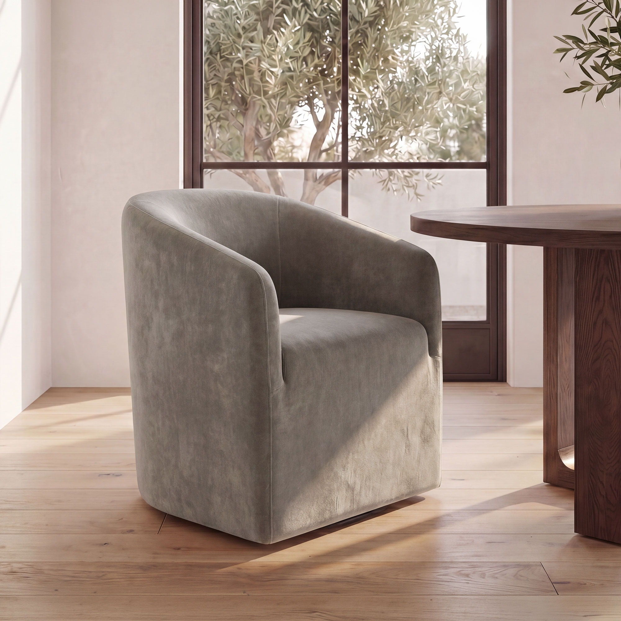 Sandy - Rolling Dining Chair - Taupe / Tan