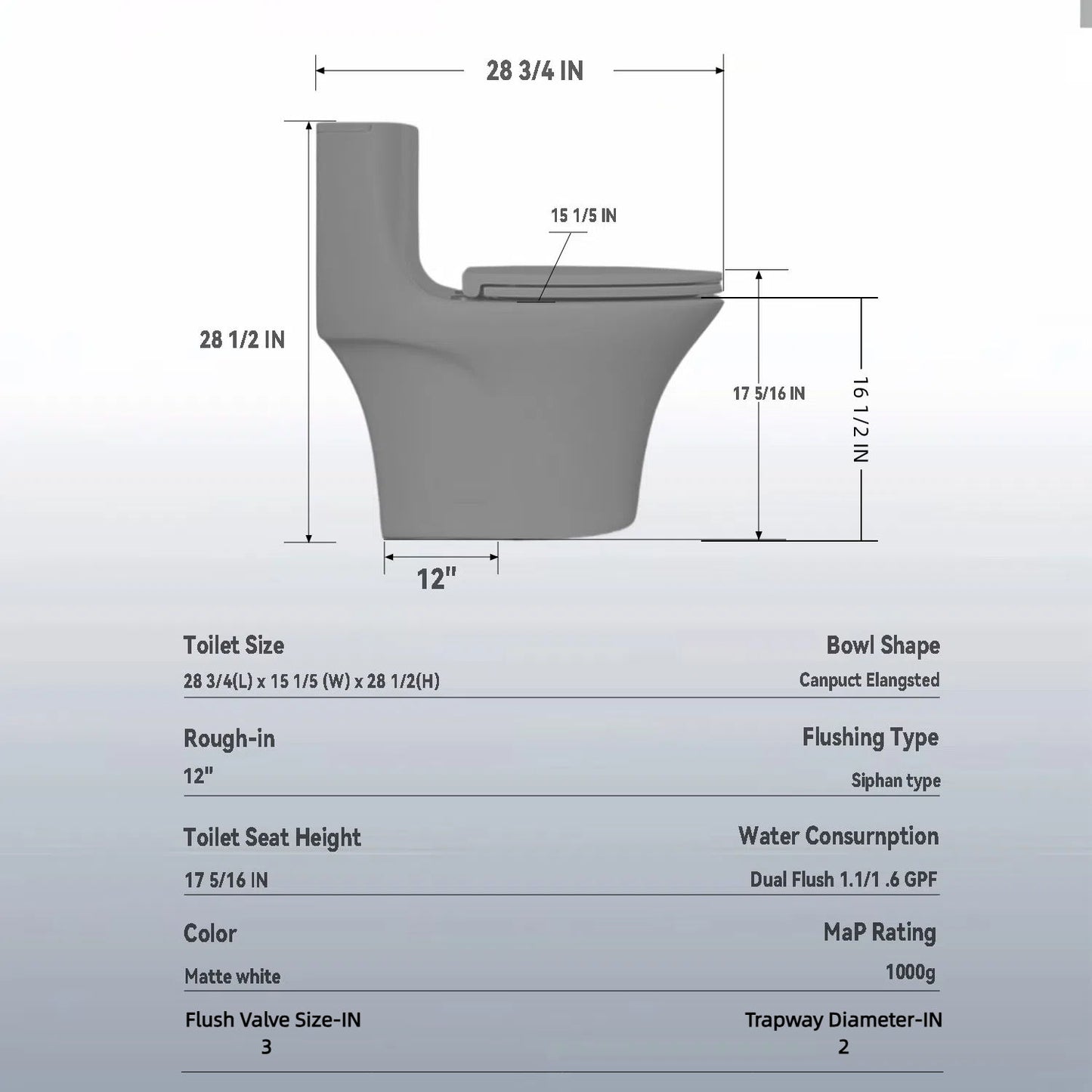 1 Piece Toilet With Dual Flush And Soft Closing Seat