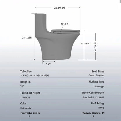 1 Piece Toilet With Dual Flush And Soft Closing Seat