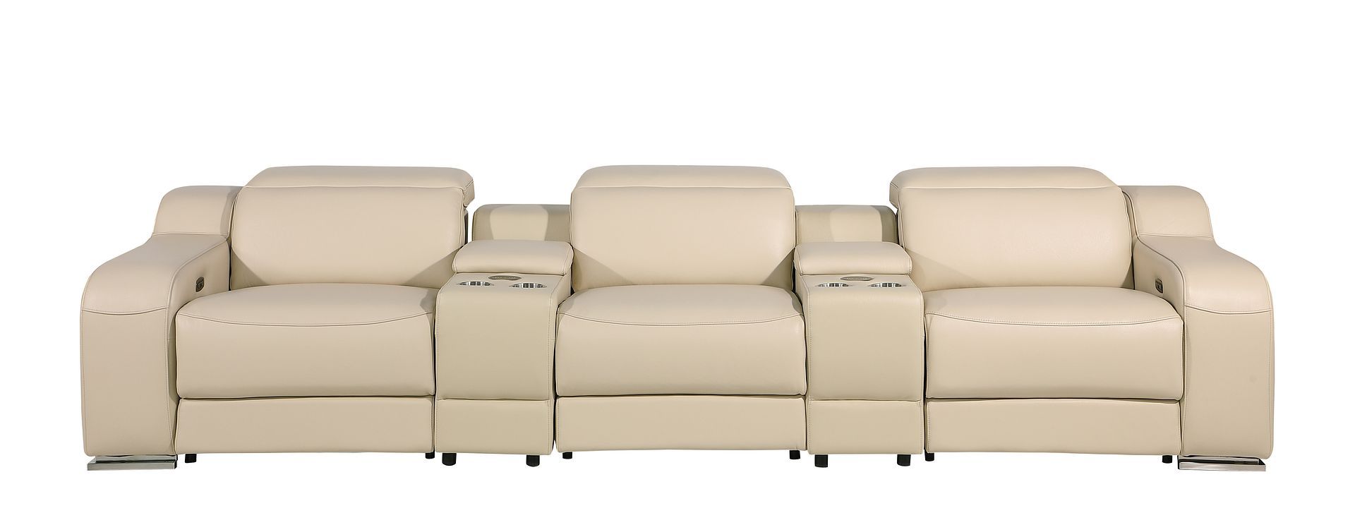 1116 - 5-Piece Modular Power Reclining Sofa In With 3 Power Recliners & Power Headrests