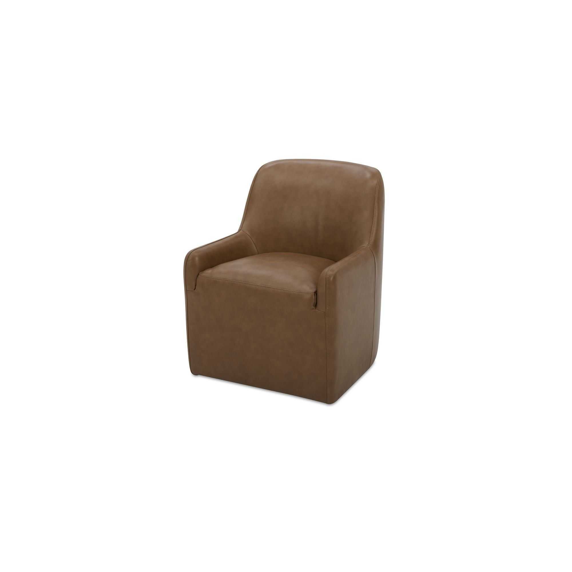 Maisie - Leather Rolling Dining Chair - Tan