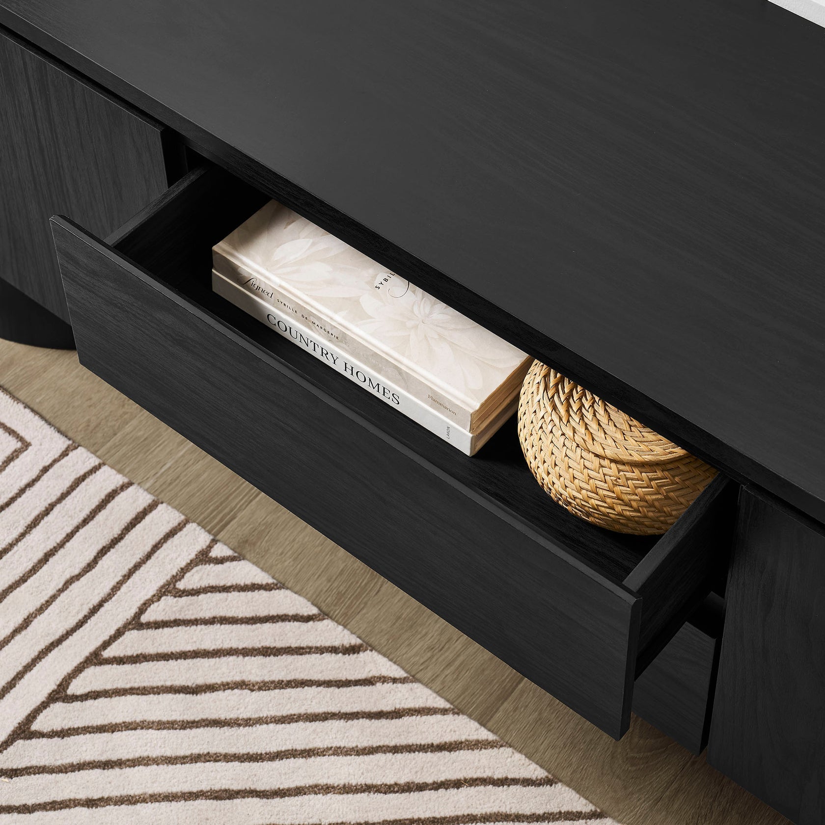 71 Inch Oval TV Cabinet in Light Oak