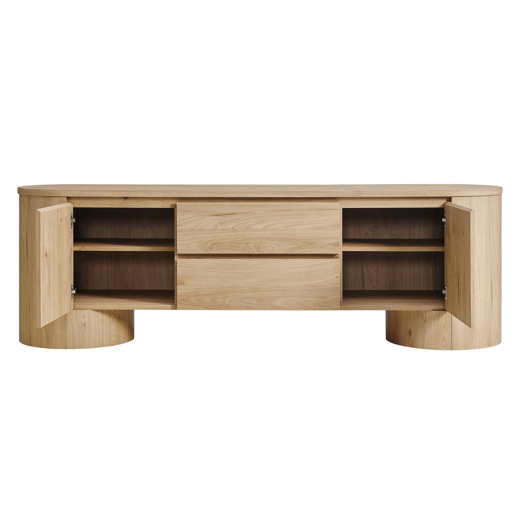 71 Inch Oval TV Cabinet in Light Oak