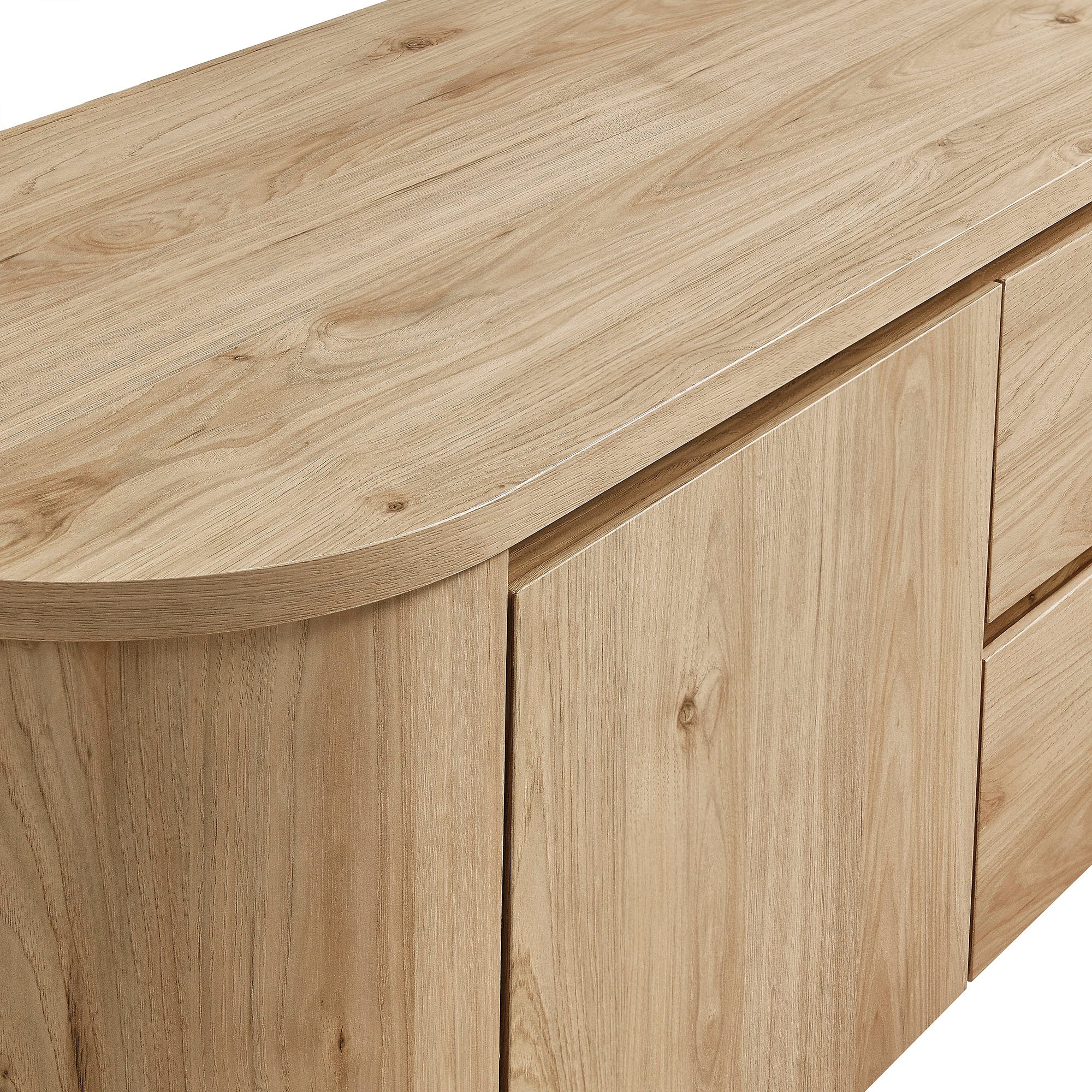 71 Inch Oval TV Cabinet in Light Oak