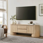 71 Inch Oval TV Cabinet in Light Oak