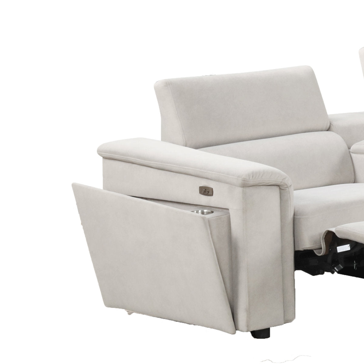 Harvey Sectional Sofa Beige with Power Recliner and Storage Chaise